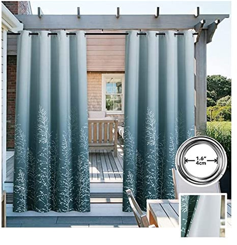Outdoor VorhäNge Wasserdicht Outdoor-Vorhang For Terrasse Mit Ösen, 95 % UV-Schutz, Wasserdicht, Sichtschutz, Markise For Veranda, Cabana, Dekorative Zäune, Polyester, 39 Größen ( Color : Blue , Size