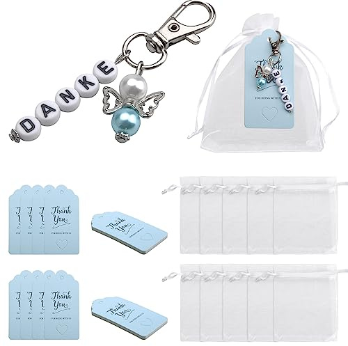 HENGBIRD Schutzengel Anhänger 20 Stück, Taufe Hochzeit Geschenk Schutzengel + Organzabeutel + Dankeskarte Gastgeschenke Hochzeit für Hochzeits Taufe Kommunion Konfirmation Gast Geschenk