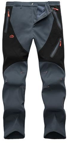 Women's Fleece Lined Snow Ski Pants Outdoor Waterproof Winter Softshell Hiking Pants Fleece Lined Walking Sweatpants Trousers Snowboarding Pants Dark Grey+Black-XS