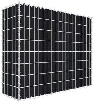 Grönsaksgrön gabion med fleece 100 cm x 80 cm x 30 cm (L x H x D), maskstorlek 5 cm x 10 cm, spiral