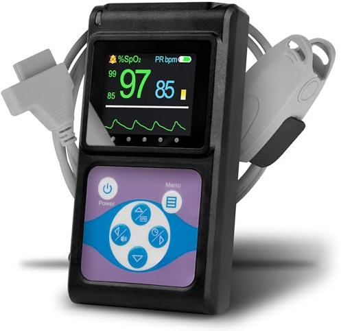 Pulox Pulsioxímetro PO-650A - Medidor de SpO2 y pulso con sensor externo - Mediciones de larga duración, memoria de datos, señal acústica de aviso