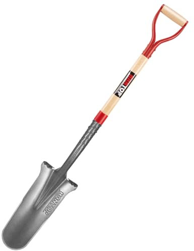 HANTOP Drain Spade Shovel, 44 inches, Steel, D-Grip, for Garden Outdoor, Serrated, Transplanting, Trenching, Deep Digging, Planting