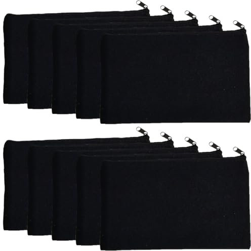 YOYEAH 10 stycken svart sminkväska – tygpåse med dragkedja, liten och praktisk, hantverk möjlig