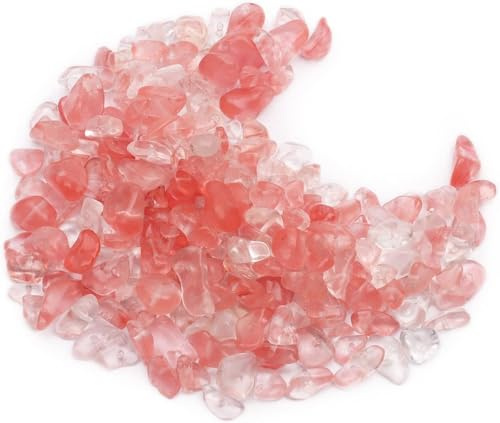 Prettme 500 stycken ädelstenspärlor körsbärskristaller pärlor för att trä på stenar pärlor för armband, 5–8 mm oregelbundna ädelstenar med hål för gör-det-själv armband kedjor örhängen smycken