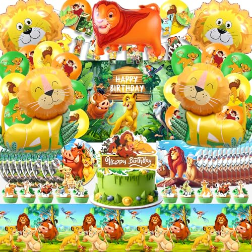 Löwen Geburtstag Deko, Geburtstagsdeko Loin, König Löwen Kindergeburtstag Deko, Löwen Geburtstag Luftballon, Löwen Kuchen Topper, Löwen Partygeschirr Set, Fotografie Hintergrund für Kinder