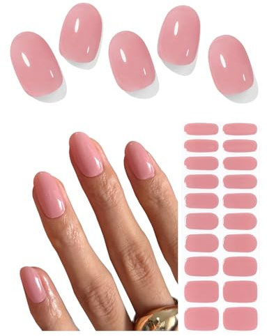 AutyaMee Semi Cured Gel Nail Strips (Vintage Rose), Cream Red, 20 Pcs Gel Nail Wraps, Stickers, Salon Quality, Long Lasting