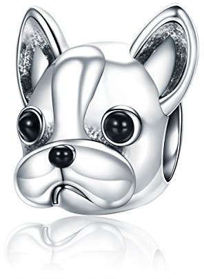 Abalorio de bulldog francés en plata de ley 925 para pulseras Pandora