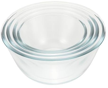 ASAKKURA Cuencos De Vidrio Multifuncionales 4 Piezas (500ml, 800ml, 1050ml, 1600ml) Transparentes, Resistentes Al Calor Frío, Para Servir y Mezclar Ensaladas y Fideos Cocina Doméstica