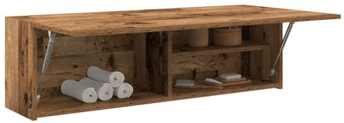 Gecheer Bad-Wandschrank Hängeschrank Badschrank Küchenschrank Medizinschrank Badmöbel Altholz-Optik 100x25x30 cm Holzwerkstoff