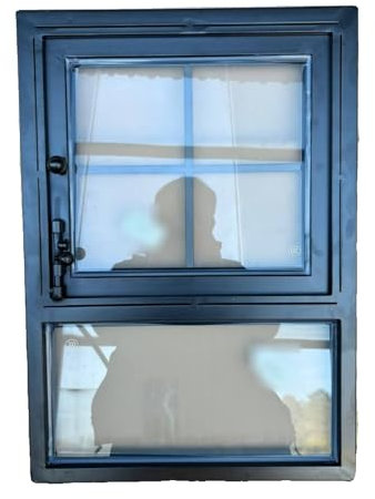 Maßgeschneiderte Konzessionsfenster for Lebensmittel, LKW-Servicefenster aus verzinktem Rohr, Verkaufsfenster mit gehärtetem Glas, mobiles Kellerfenster for Lebensmittel(40x70cm/15.7x27.6in)