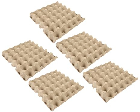 OFFSCH Boite A Oeuf en Pâte à Papier Beige, Lot de 5 Pièces pour 30 Œufs, Réutilisable, Solide et Difficile à Déformer, pour Protéger Œufs la Maison