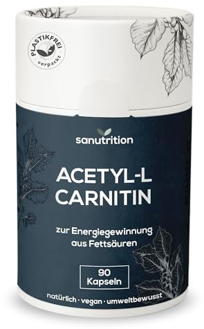 Acetyl L Carnitin 500 mg | 90 vegane Kapseln | erhöhte Bioverfügbarkeit | bioaktive acetylierte Form der Aminosäure L-Carnitin | Reinsubstanzenprinzip | Plastikfreie Verpackung