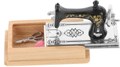 VILLCASE Mini Nähmaschine Modell Für Puppenhaus Retro Miniatur Nähmaschine Aus Holz Und Kunststoff Für Micro-landschaftsdekoration Einrichtung Für Miniaturmöbel Perfektes Zubehör