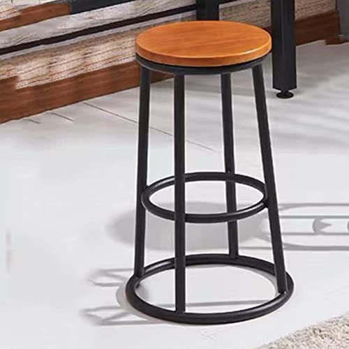 Tabourets de bar modernes en métal de 68,6 cm, chaises de salle à manger rondes robustes avec siège et repose-pieds en bois, idéal pour la cuisine, le magasin, l'église, finition noyer
