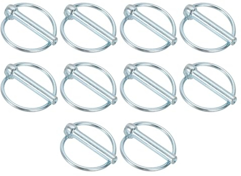 PATIKIL Perno A Rondella M8x45 mm Per Trattore, 10 Pz Kit Assortimento Resistente Perno Di Blocco Con Anello Per Trattori Rimorchi Camion Agricoli Tosaerba, Colore Argento