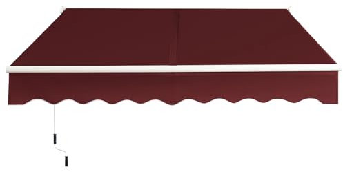 RELAX4LIFE Tenda da Sole 245X200 CM per Esterno Avvolgibile, Tenda da Esterno a Bracci Estensibili con Manovella Manuale, Angolazione Regolabile per Balcone e Terrazzo,VINO ROSSO