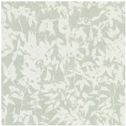 Delicate Botanical Leaf Wallpaper - Sage Green White Branch Pattern - Extra Washable Strippable Wall Decor - Stylish Bedroom Living Room Nursery - Paste The Wall Recommended - Durable Material Serene