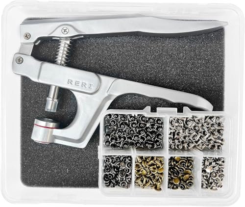 Nieten-Set, 3 Farben und Druckknöpfe für Lederhandwerk, Kleidung, Schuhe, Lederstiefel, Taschen, Dekoration (120 Stück, 12 mm Nieten und Zangen)