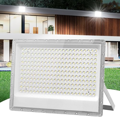 papasbox 200W LED Floodlight, 20000LM Outdoor Flood Lights, 3000K Warm White, LED Security Lights, IP66 Waterproof Outside Lights for Garden, Backyard, Porch, Courtyard, Garage, Warehouse