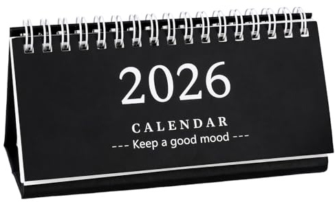 Agenda de bureau 2026 semainier pour année scolaire 2025/2026, de juillet 2025 à décembre 2026, long, noir, convient pour bureau, etc. 15 x 7,5 cm (noir)