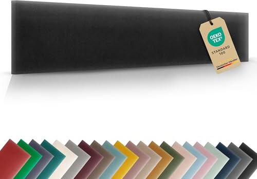 VELUYA Wandpolster Wandkissen Rechteck – Samt, Polsterplatte 70 x 30 cm, Polsterpaneele, Oeko-TEX, Made in EU, Schwarz M01