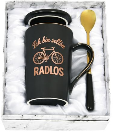 Joymaking Tasse Fahrrad Geschenke für Männer Geschenkideen für Fahrradfahrer Männer Radfahrer Radsport Geschenke Fahrradgeschenk Tasse 400ml Schwarz