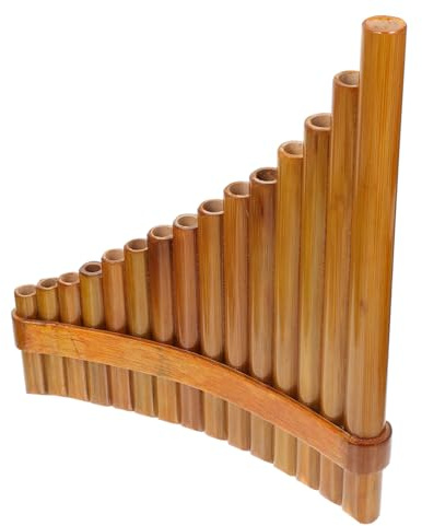 15 Stück Bambus Panflöte in G für Anfänger und Kinder | Musikinstrument für Musikalische Bildung, Kreative Ausführung, Braune Farbe, Mittlere G-tonlage, 1 Satz