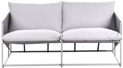 Beliani Gartensofa Metall grau Dicke Sitzkissen niedrig breit mit Armlehnen Ponte