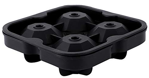 Adfaga Fabricante de hielo en forma de diamante Silicone Cubes Bandeja Premium Whisky reutilizable Molde de hielo para la fiesta de bares en el hogar Negro 12.5x12.5x4cm