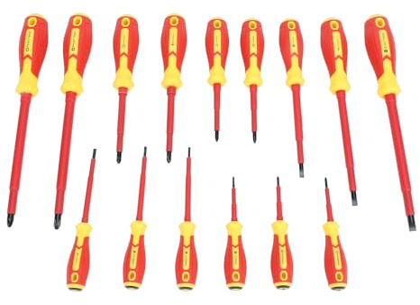 Segrehy 15pcs 1000 V Set di cacciavite elettricista isolato set di cacciavite elettrico professionale cromatico per veicolo