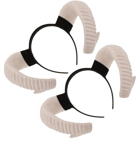 Toyvian 2pcs Cosplay Sheep Horns Headband Lightweight Soft RAM Horn Hairband for Women Men Halloween Costume Party Photo Props Animal Ears Accessory
