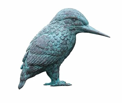 Generisch Bronze-Skulptur Eisvogel | grüne Patina | 14x6x10cm | Tierfigur aus Bronze | handgefertigt