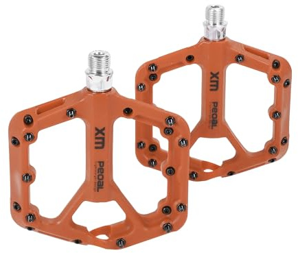 Partuto Fahrradpedal Nylon Universelles Fahrrad Flachpedal Ohne Reflektoren Orange 14mm Achsen Antirutsch Fahrradpedal Für BMX MTB 1 Paar