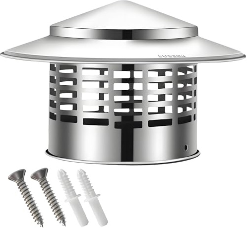 Chapeau de Cheminée anti Pluie Inox, 75/100/110/160/200/220/250/300mm Couverture de Conduits de poêles, Pare Pluie & Anti-Oiseaux pour Poêle à Bois, Cheminée et Sortie de Toit(220mm/8.6in)