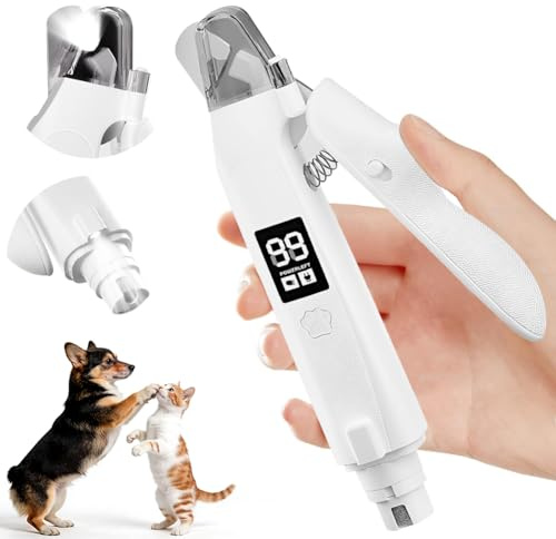 Lichtschere Pro, Krallenschere für Hunde, Krallenschleifer für Hunde, Krallenschere Katzen Mit Bildschirm, Die 2-in-1 LED-Krallenscher-e Für Sichere Pfotenpflege Ohne Angst,Spritzschutz für Katze Hund