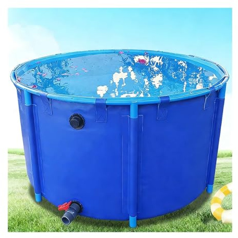XILYZMO Pozo Decorativo Jardin, Piscina Elevada Lona (Redonda Y Plegable), Estanque Cría Peces Koi Y Estanque Exterior para Almacenamiento Agua para Acuicultura Doméstica.(1.3x0.6m)
