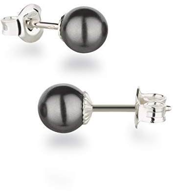 Schöner-SD Damen Ohrstecker 925 Silber mit runden Perlen Kugeln 6mm
