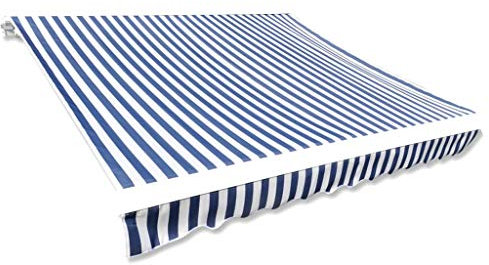 vidaXL Toile d'Auvent Bleu Blanc 350x250 cm Voile d'Ombrage Protection Soleil