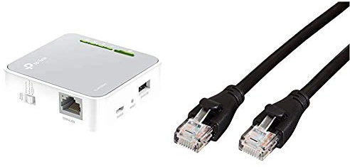 TP-Link TL-WR902AC AC750 WLAN Nano Router (Accesspoint, TV Adapter, Repeater, Router, Client, Print, Media, FTP Server), weiß/grau & Amazon Basics Ethernet-Netzwerkkabel, RJ45, Cat6,0,9m, 1.000Mbit/s