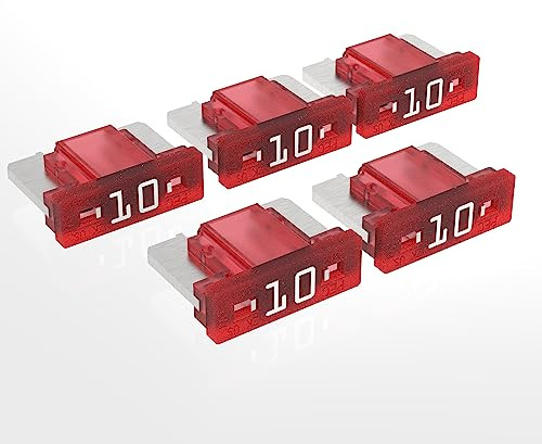 AUPROTEC Mini LP Kfz Flachstecksicherungen, 10A Ampere rot, 5 Stück | 12V-/58V-Fahrzeug-Elektrik, ISO 8820-10