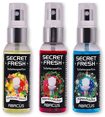 ABACUS® Secret Fresh Toilettenparfüm Sommer Mix, Toiletten Parfüm – verhindert Gerüche & schützt vor peinlichen Situationen – Toiletten Parfum, Secret Fresh Toilettenparfüm 3x 50 ml (7639)