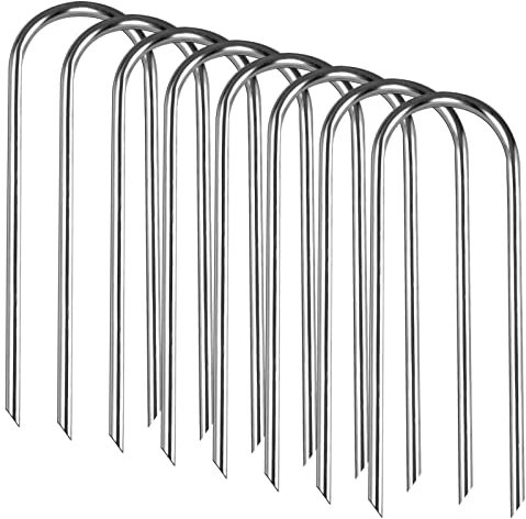 Trampolines Wind Stakes Heavy Duty U Type Sharp Ends Safety Ground Anchor Galvanized Steel for Soccer Goals, Camping Tents and Huge Garden Decoration (11.8 inch Wind Stakes 8packs)