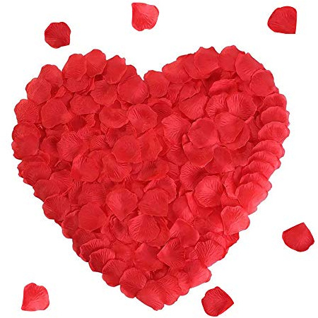 Rayong Künstliche Rosenblätter, 1000 Stück, Rosenblätter, rot, für romantische Nacht, Hochzeit, Veranstaltung, Party, Dekoration