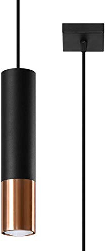 SOLLUX lighting Hängelampe Pendelleuchte Hängeleuchte - Deckenlampe Stahl - 1 Flammig - LED Lampe Glühbirne - Schwarz Kupfer Loopez