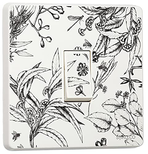 stika.co Adhesivo de vinilo para interruptor de luz monocromo floral