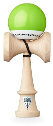 KROM - Kendama Pro Pop LOL Vert Clair - Bilboquet Japonais - Jouet en Bois pour Adulte et Enfant - Pack : Ficelle de Rechange + Stickers offerts