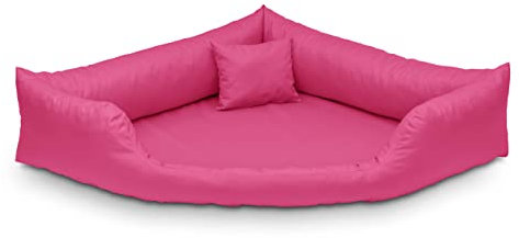 Juelle Orthopädisches Hundebett Eckbett Hundebett mit Orthopädischer Matratze für Groß Hunde Abnehmbare Hülle, Maschinenwäsche Dakota M-XXL (145x105cm, Indisches Rosa)