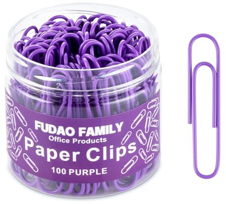Jumbo Paper Clips, 2 Inch Large Paper Clip, 100 pcs Paperclips (Jumbo, Purple)