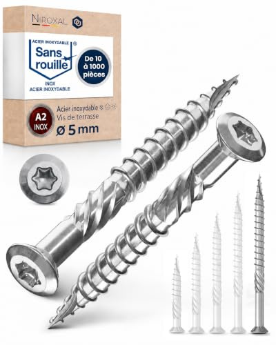 #10-3-1/8 | Deck Screws 5x80 Stainless Steel A4 Exterior Rust Resistant Screw 5mm Strong 500 Piece Wood Screws Torx 80mm Long Wood Srew incl. 2X Torx Bits