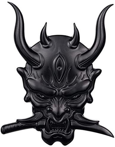zalati Japanischer Samurai-Aufkleber, Geisterzähne Krieger, Aufkleber, Mode, 3D-Metall, japanischer Geist, Metall, Autoaufkleber, Karosseriekratzer, für Auto, Motorrad, Logo-Dekoration, Schwarz